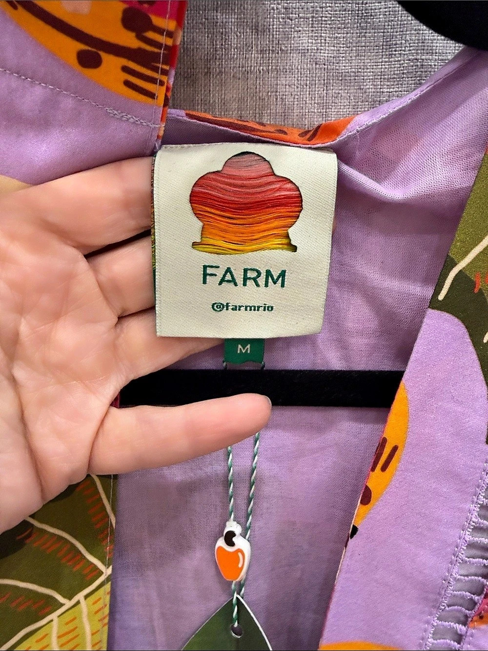 Farm Rio Lilac Beaks & Bananas V Neck Romper Organic Cotton Purple & Multicolor - Picture 5 of 7
